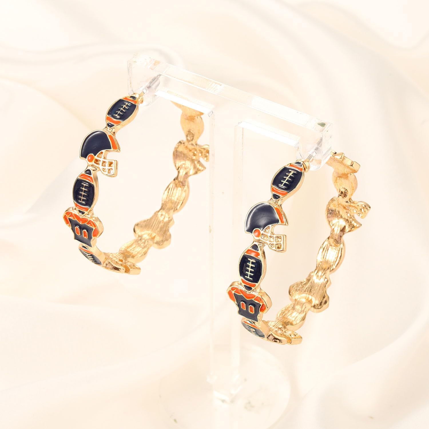 Football Earrings for Women Helmet Jersey Hoop Earrings Game Day Earrings Football Sport Team Hoop Earrings Red Blue Spirit Field Day Accessories Outfits Football Mom Gifts - Image 5