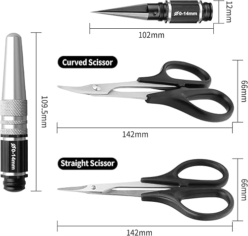 Miniatura 2 de CrazyHobby Perforadora de agujeros para escariador de cuerpo a control remoto de 0 a 0.551in con manga y tijeras curvas y tijeras rectas, montaje de