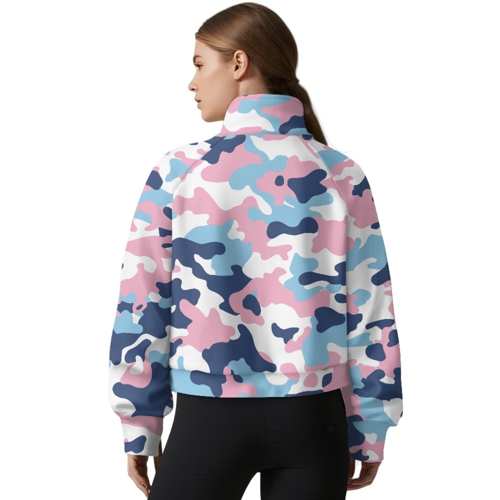 Poceacles Sudadera corta para mujer con 1/2 cremallera y agujero para el pulgar, cuello alto falso, sudadera de gran tamaño, sudadera con capucha suave