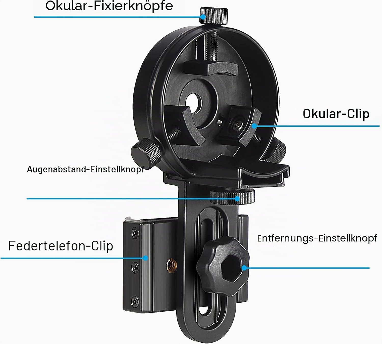 SOLOMARK Handy-Adapter - Fotografie-Adapterhalterung, funktioniert mit Ferngläsern, Monokularen, Spektiven, Teleskopen, für iPhone, Samsung, HTC, LG und mehr