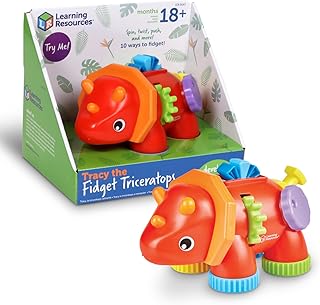 Learning Resources Tracy The Fidget Triceratops,1 Piece, Ages 18 Months+, Baby Toys,Sensory Toys for Toddlers, Fine Motor Toys,Montessori Toys,Stocking Stuffers