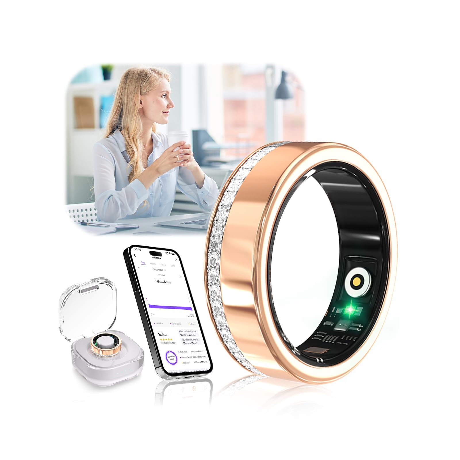 XSWCCJJ 10. Gen Diamant Smart Ring und Kabelloses