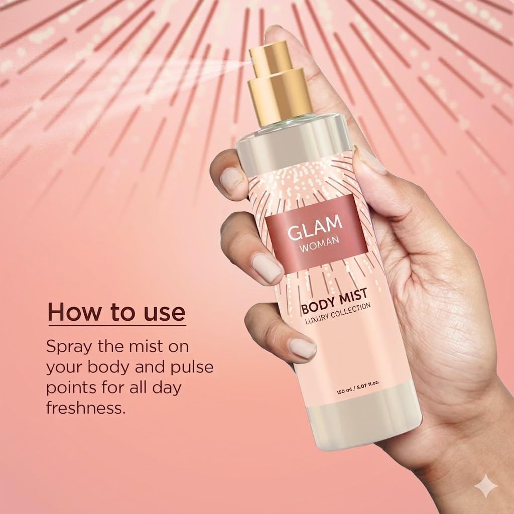 GlamWomen Body Mist Luxury Collection | 150 ml Długotrwałe zapachowe mgiełka dla kobiet | Odśwież Everyday Body Spray
