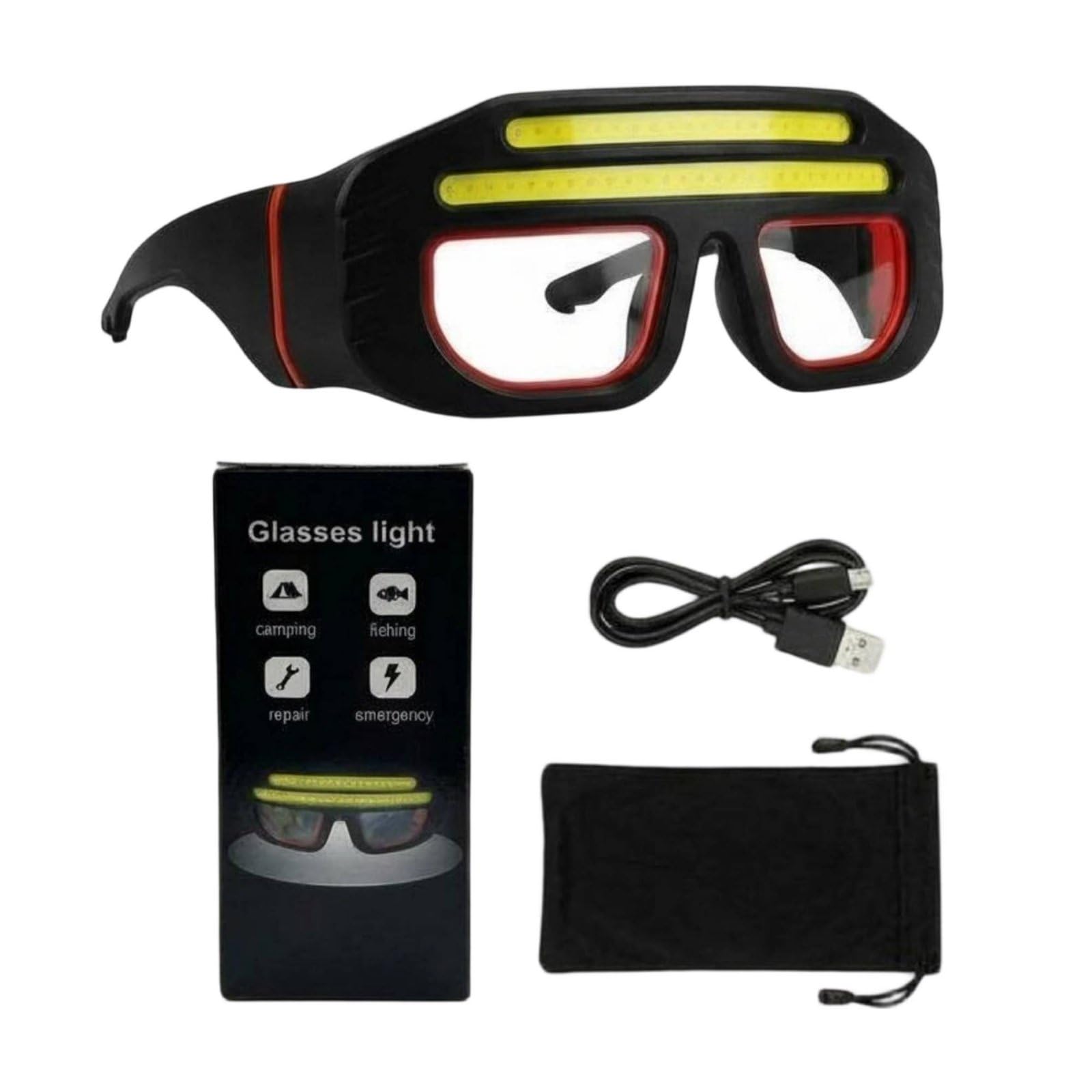 Multi-Use COB Headlamp Glasses Shock Resistant Hands-Unrestricted Headlamp Glasses for Night Fishing, Camping, Outdoor, Black-picture-27