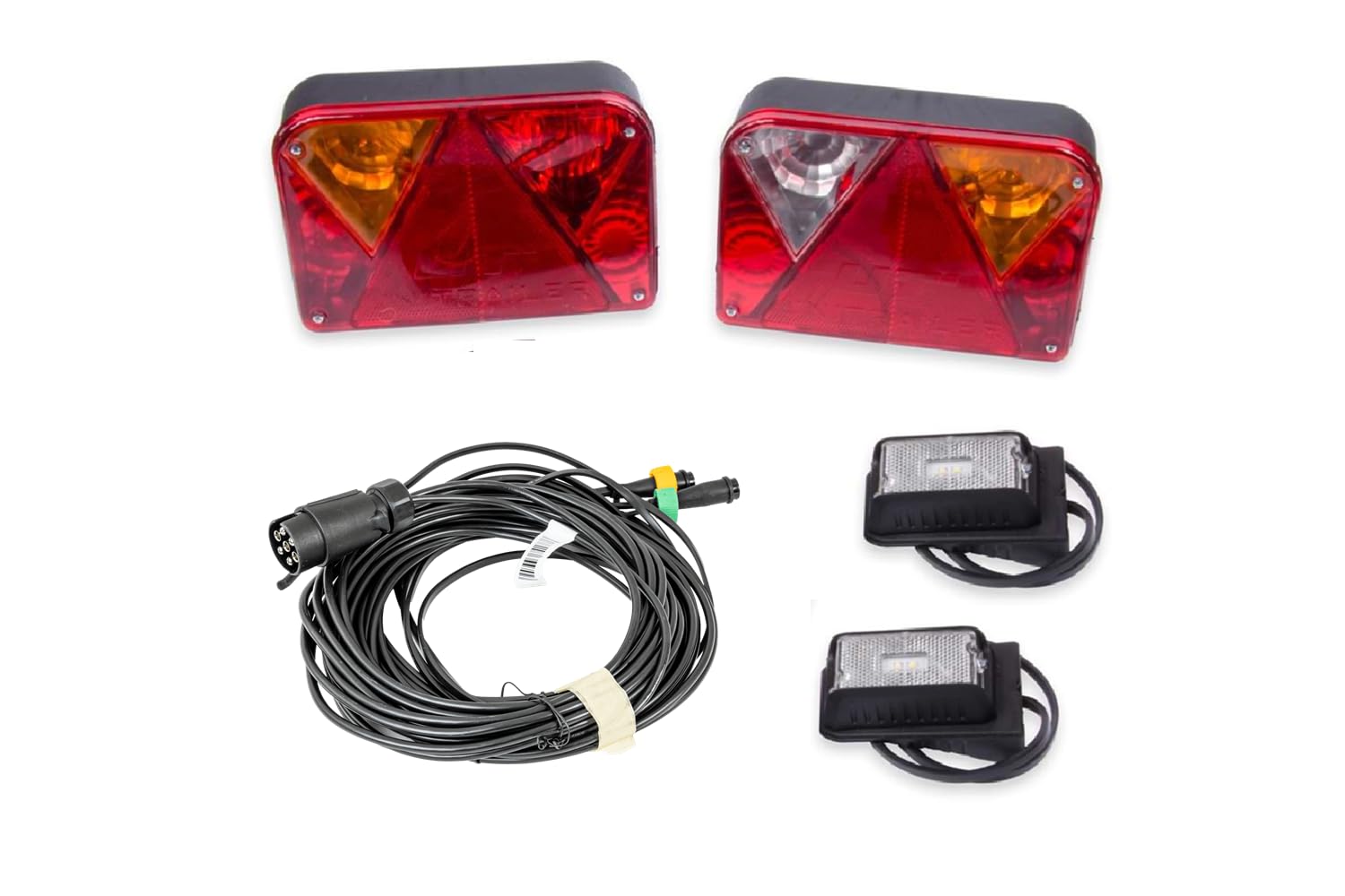 DOBPLAST Kit de Pilotos Traseros DPT35 y Luces de Posición LED DPT15 para Remolque con Arnés Eléctrico MANTES de 7m Enchufe 7 Pines 12V Instalación de Luces Segura | Kit completo con luces traseras DOBPLAST DPT35 y luces de posición LED para maquinaria ag