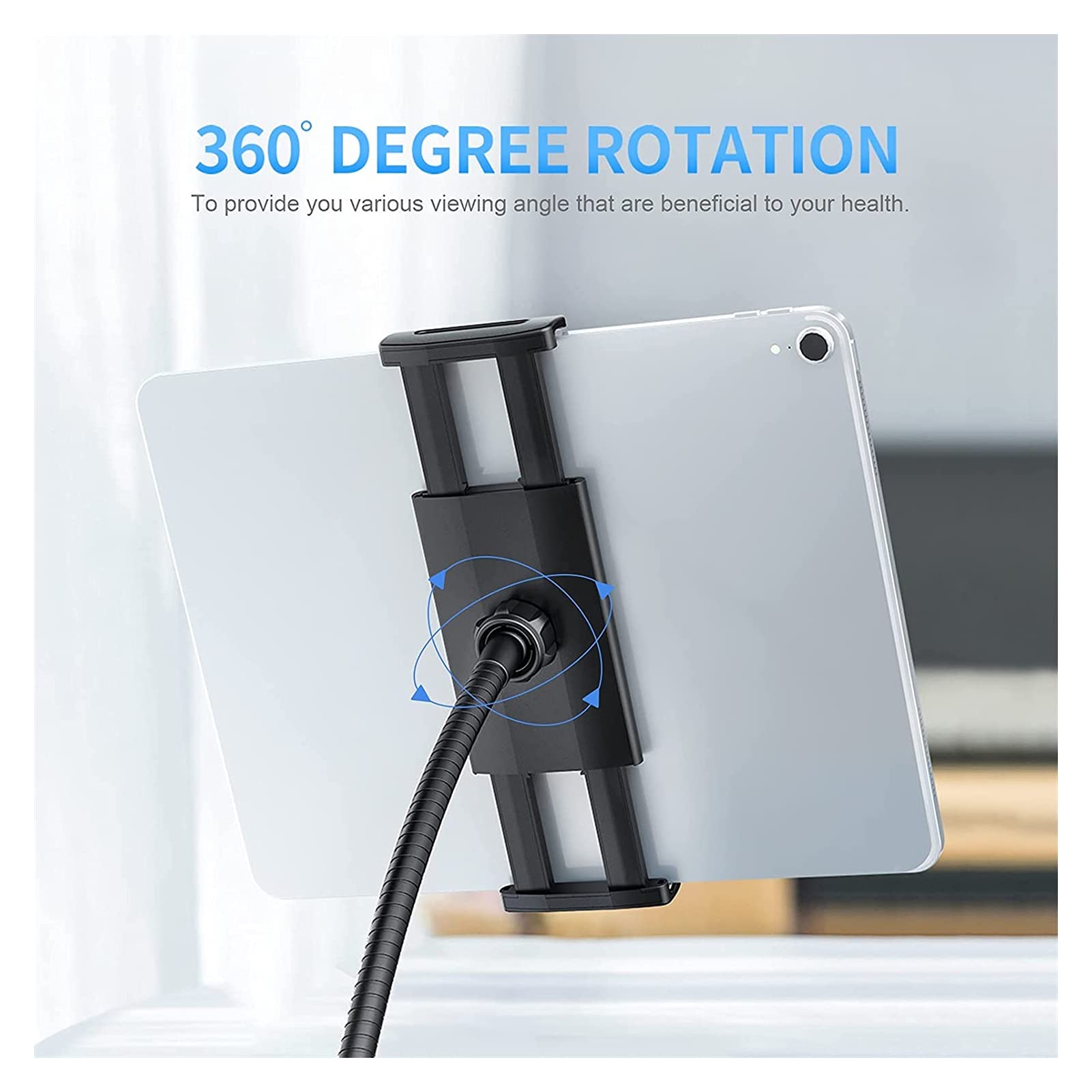 JJJ Schwanenhals-Tablet-Halterung und Handy-Halterung, universeller 360° flexibler Tablet-Ständer, fauler Armhalter, Klemmhalterung, Bett