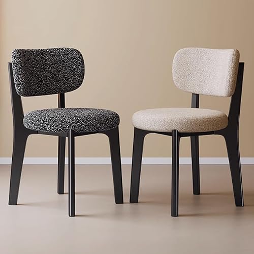 Miniatura 2 de YVYKFZD Solid Wood Dining Chairs, Fabric Dining Room Chair Set of 2/4/6, Upholstered Kitchen Chairs with Curved Backrest, Armless Living Room Chair,