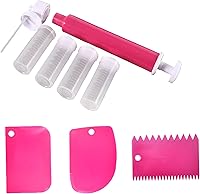 Vista 1 de Aerógrafo manual para pasteles, bomba de aerógrafo para hornear bricolaje, kit de decoración de pasteles con 4 tubos de pulverización y 3 raspadores