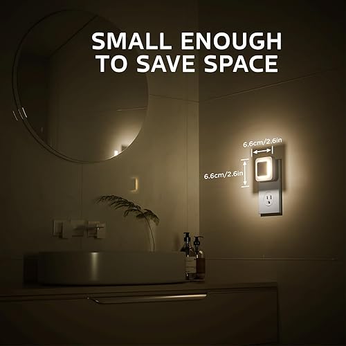 Miniatura 5 de Midea Luces nocturnas retroiluminadas que se enchufan a la pared para dormir, luz nocturna blanca suave indirecta con sensor de atardecer a