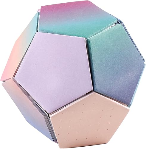 Bola de notas adhesivas - Diseño florecido. 300 hojas adhesivas en total entre 12 almohadillas únicas del pentágono. Cada almohadilla mide 1.5 x 1.5