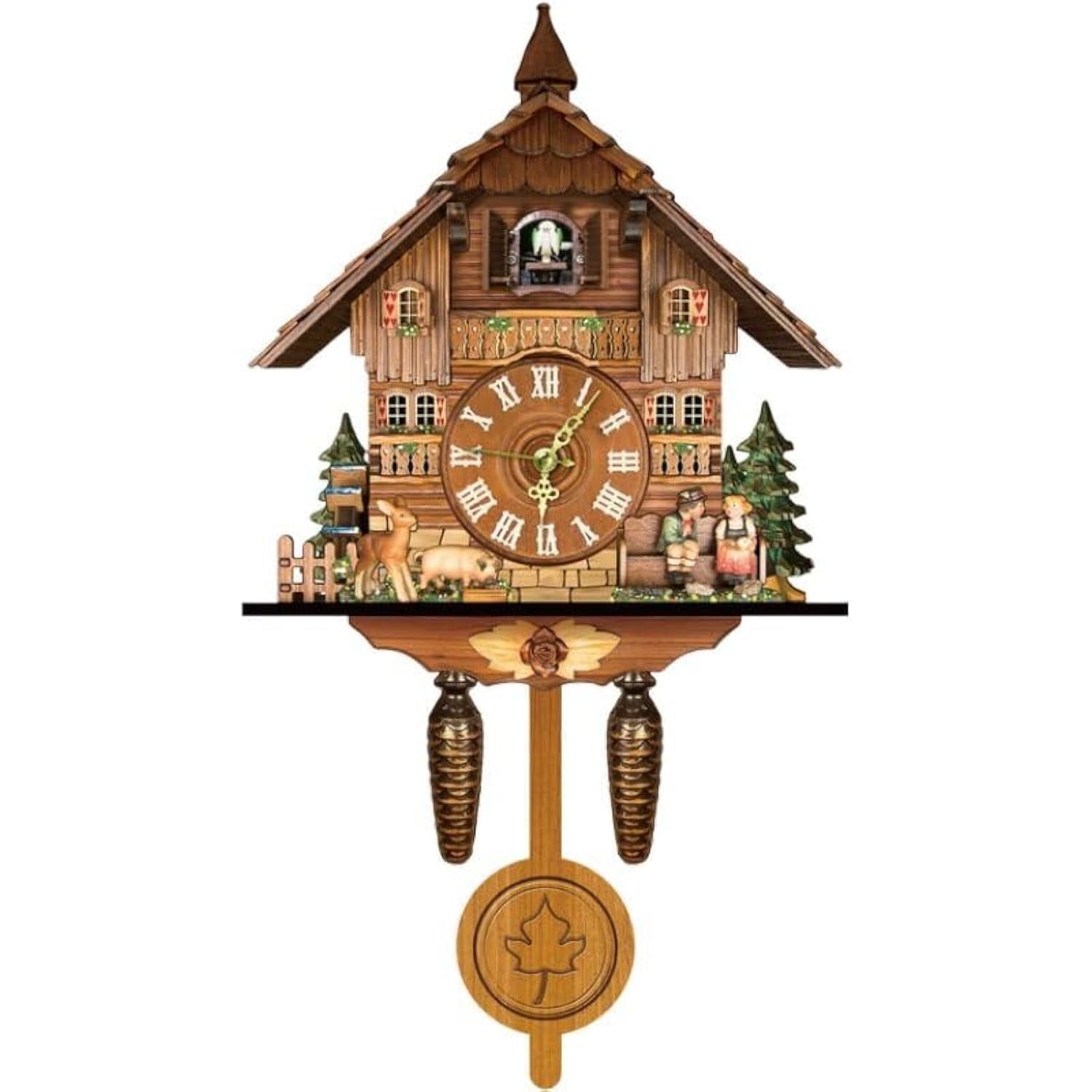 Cuckoo Clock Wooden Cuckoo Clock Ornament Vintage Wall Clock with Pendulum Vintage Battery Operated Cuckoo Clock for Home Cafe Restaurant