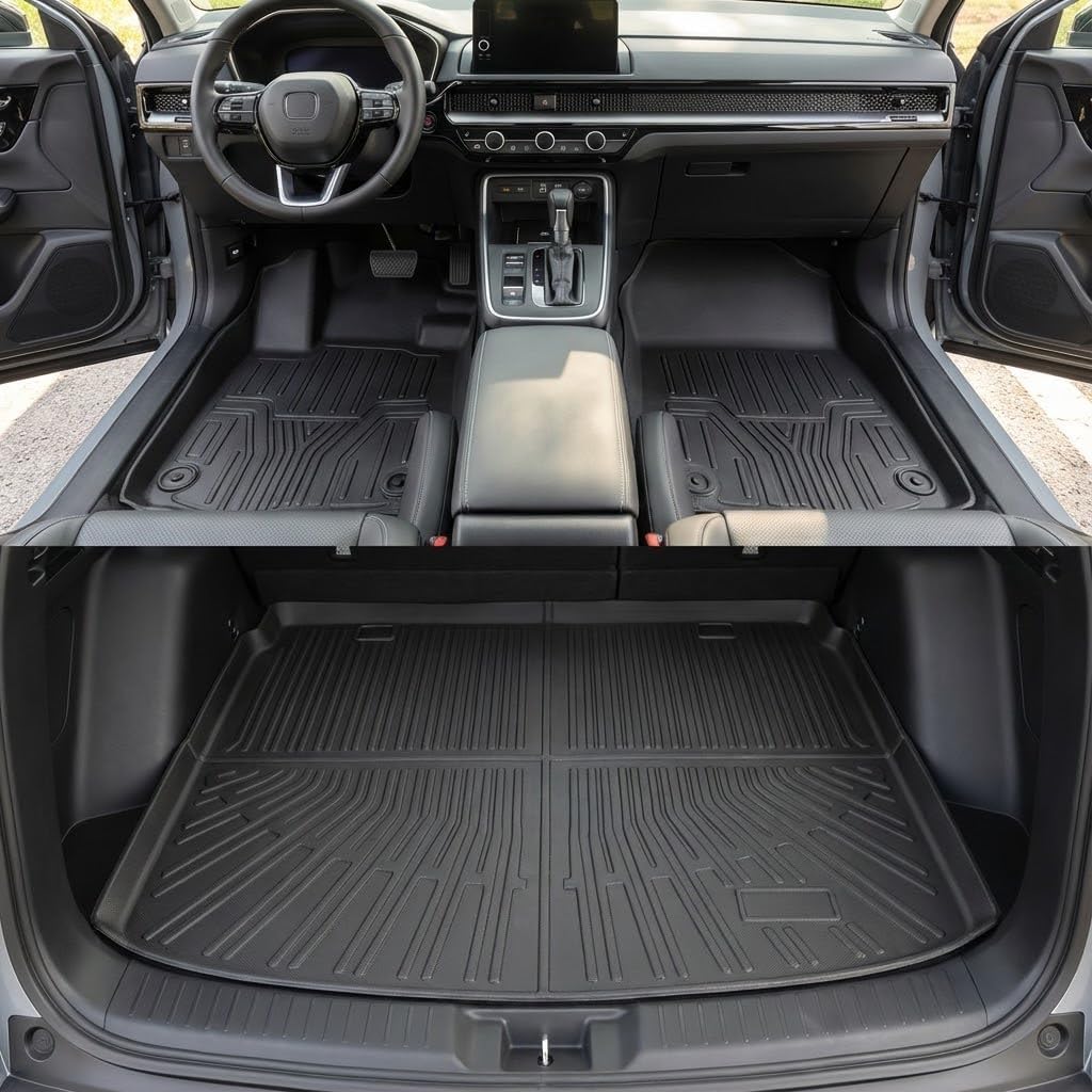 AutoPals Floor Mats Compatible with Honda CRV 2026 2025 2024 2023 (Include Hybrid), Cargo Mat All Weather TPE Trunk Mat Cargo Liner (Upper Position) for CR-V Accessories (Floor Mats+Trunk Mat)