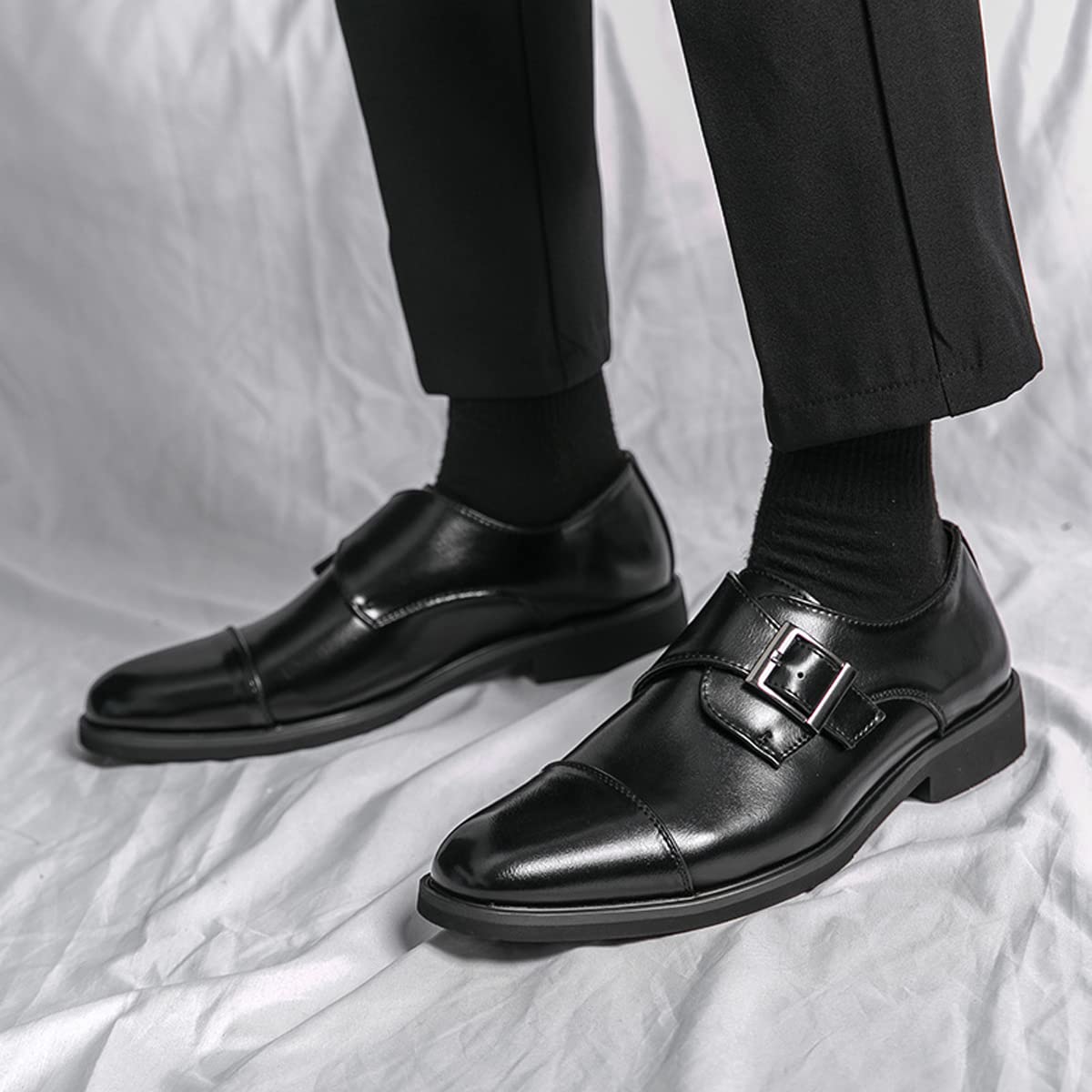 Zaylee Zapatos de monje para hombre, zapatos de noche para hombre, zapatos con hebilla de cuero, zapatos formales de baile para bodas