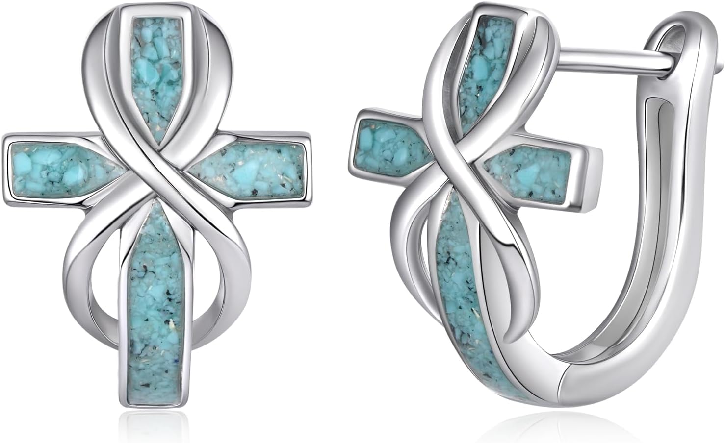 Cross Earrings 925 Sterling Silver Turquoise Jewelrys Turquoise Earring Cross Jewelry for Women Turquoise Lover