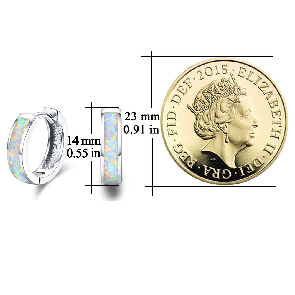 Piccoli orecchini a cerchio in argento sterling 925 con opale, idea regalo per mamma, donne, sorelle