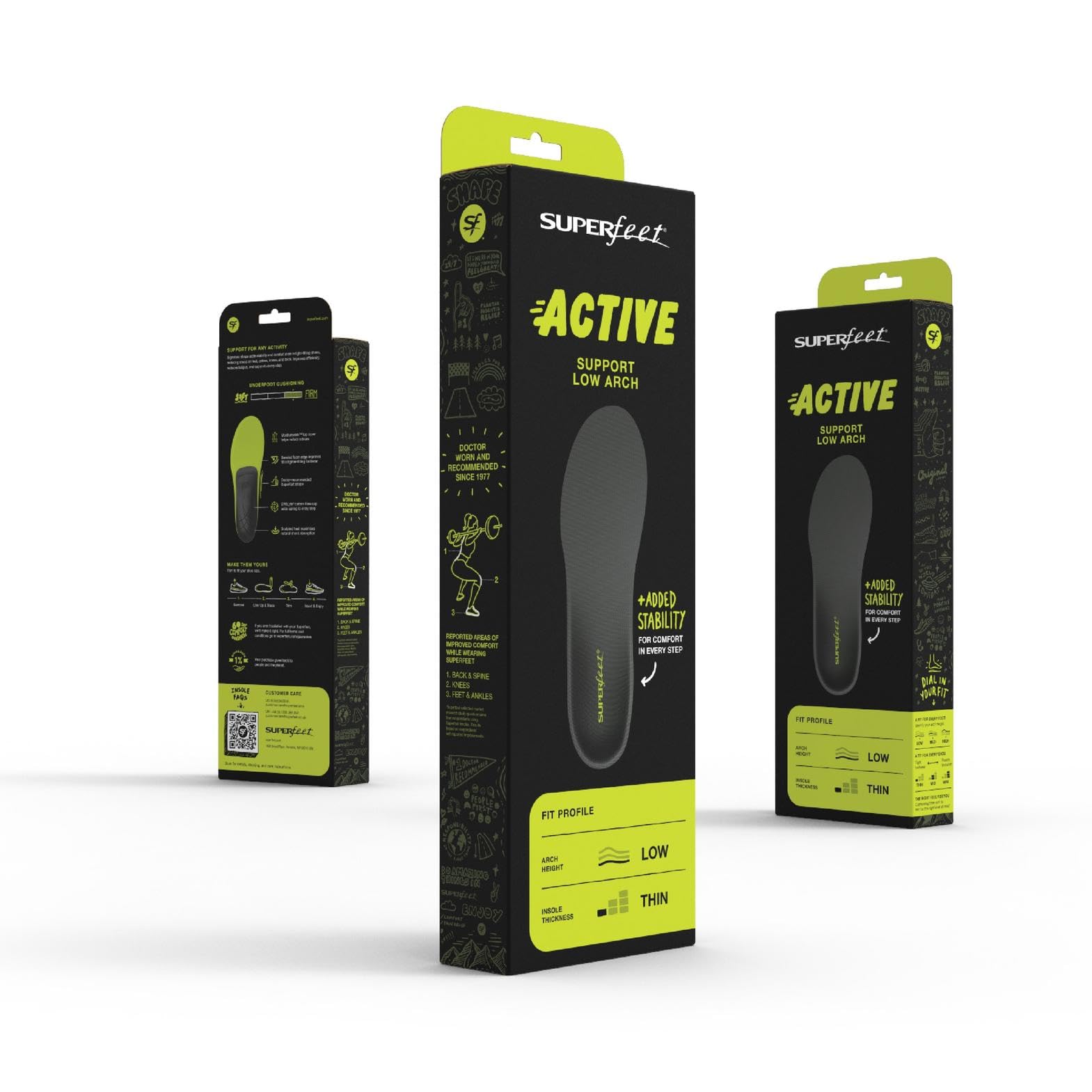 Superfeet Active Support Arco Bajo - Plantillas Ortopédicas para Deportivas, EU 37 – 38.5