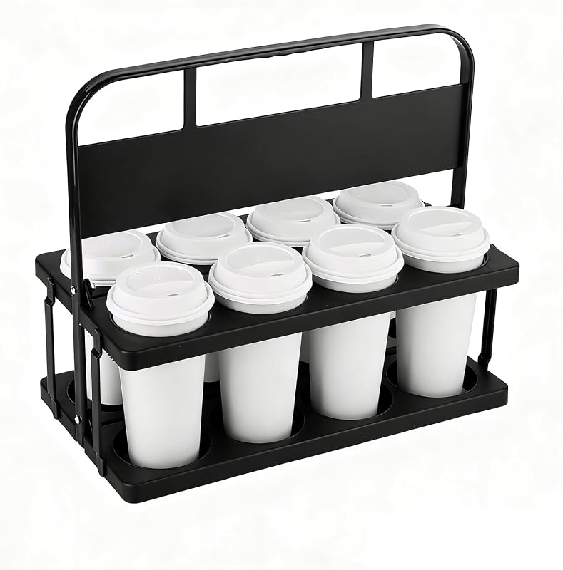 Porta-Copos Dobrável musbus para Transporte de Bebidas com Alça, 8 Compartimentos, Plástico, Preto