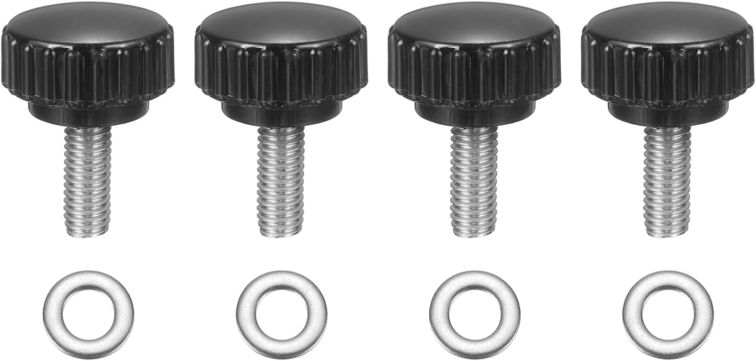 uxcell 4Pcs Knurled Clamping Knobs, M6 x 16mm Metric 304 Stainless Steel Male Thread Thumb Screws 22mm Width Knurled Handle Bolts Grip with Washers for Machine Umbrella Base Replacement