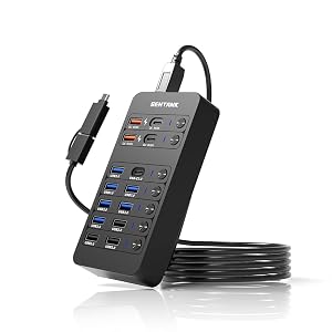 Powered USB Hub 14 Ports USB Data Hub Splitter with 6 USB 3 0 Port 4 Charging Port