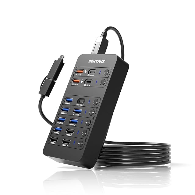 Powered USB Hub 14 Ports USB Data Hub Splitter with 6 USB 3 0 Port 4 Charging Port