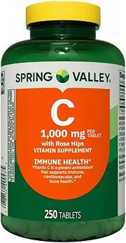 Spring Valley Vitamin C 1000 mg Tablets, Dietary Supplement for Immune Support and Antioxidant Support, 250 Count