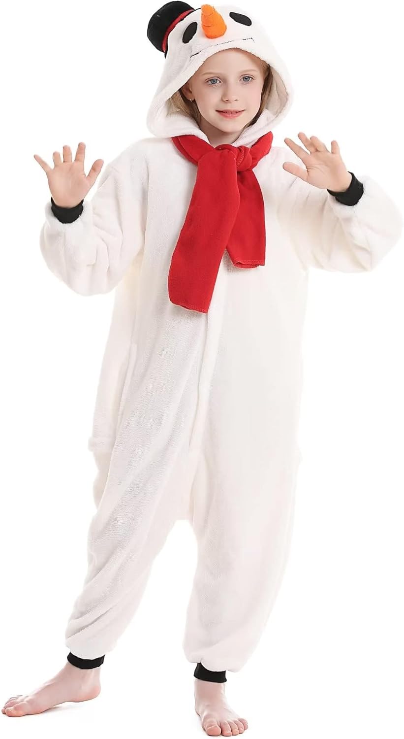 DarkCom Kids Animal Onesie,Women and Mens Snowman Onesie Halloween Costume Christmas Pajamas Sleepwear - Image 2
