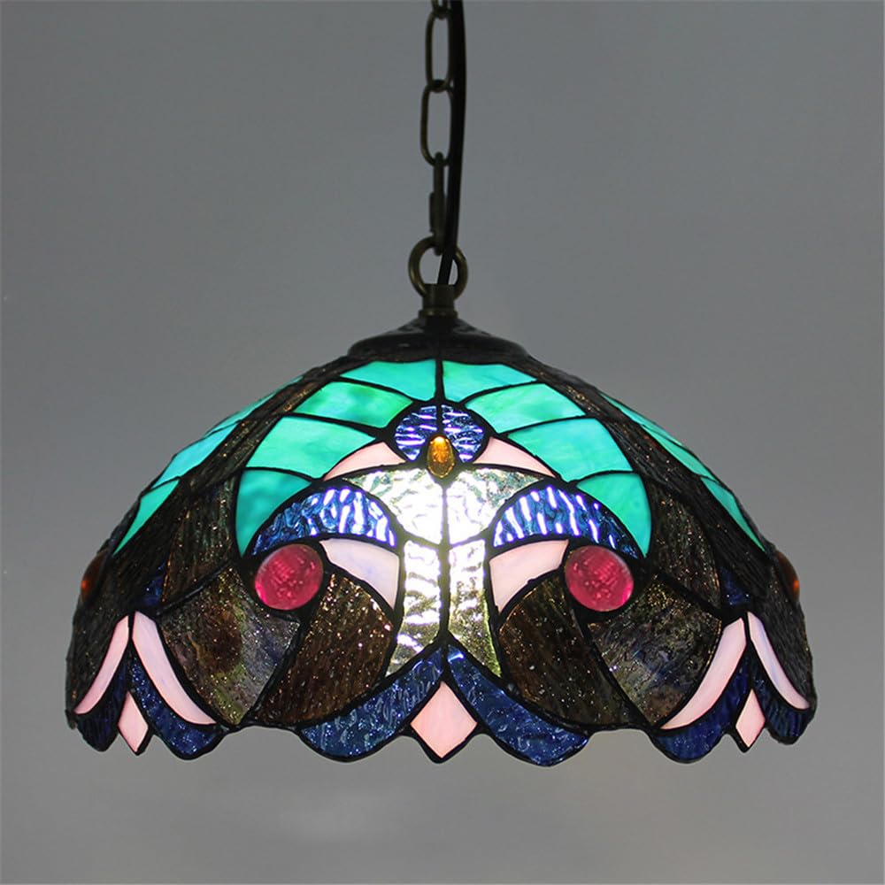 SXWNBIFH Contemporary Color Glass Pendant Lamp LED American Retro Creativity Living Room Restaurant Bedroom Hotel Villa Corridor Cafe Bar Chandelier (A D30CM)