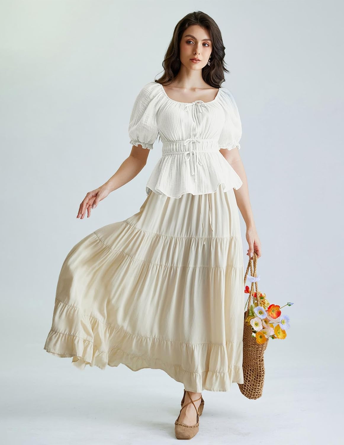 Scarlet Darkness Women Renaissance Shirt Puff Sleeve Square Neck Peasant Pirate Blouse - Image 5