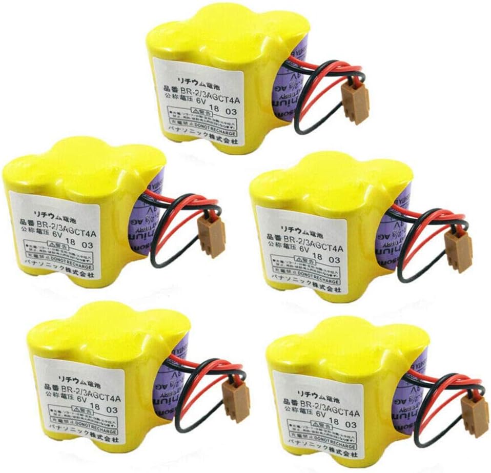 5-Pack BR-2/3AGCT4A 6V 4400mAh Replacement Battery for FANUC Controls A98L-0031-0025 CNC System