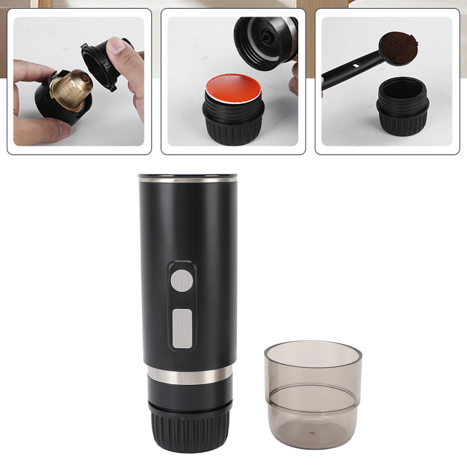 XUMIUZIY Macchina da Caffè Elettrica Portatile, 15 Bar, per Viaggio e