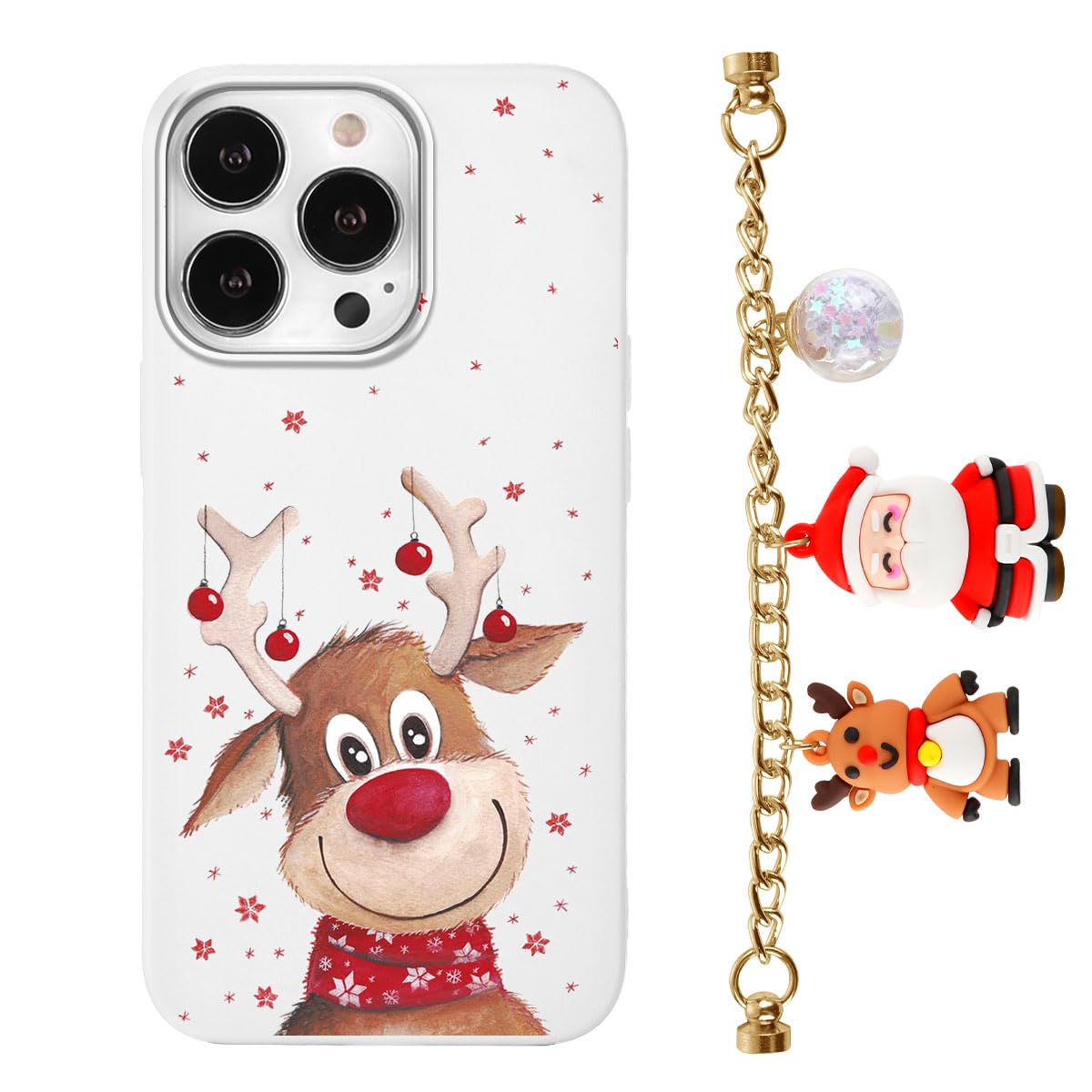 Yoedge Custodia IPhone 13 Pro Max Natale – Silicone TPU Con Disegno 3D Cervo, Antiurto Morbida (Rossa) - 2