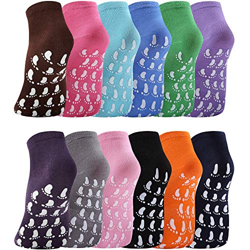 12 Pairs Slipper Socks for Women Non Slip Skid Gripper Socks Trampoline Socks for Adults Women Hospital Socks Yoga Socks(foot-multicolor-12)