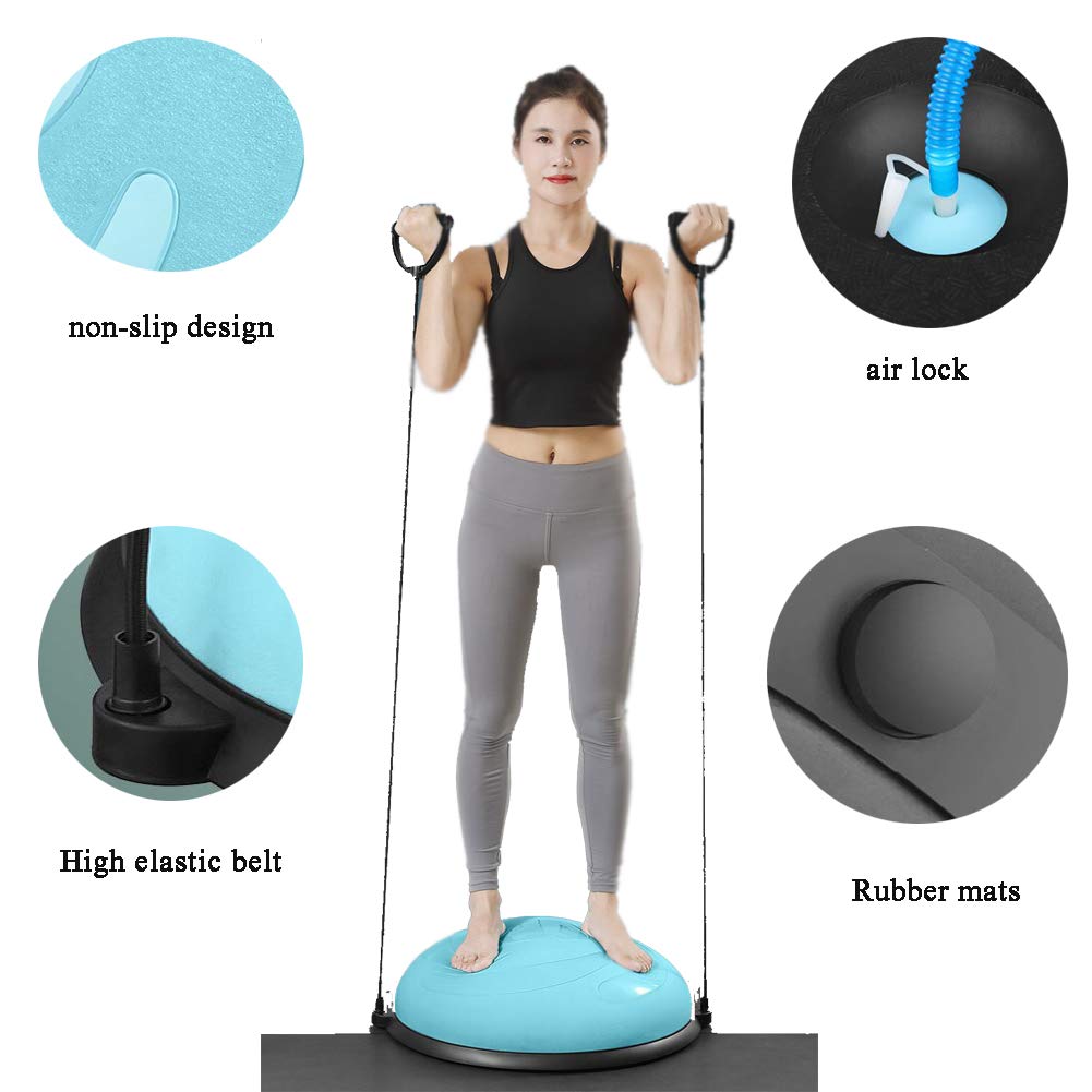 Halb Ball Balance Trainer, Gleichgewicht Trainerair Pump und Widerstand Bands inklusive für Core Training Home Fitness Strengthexercise Workout Gym