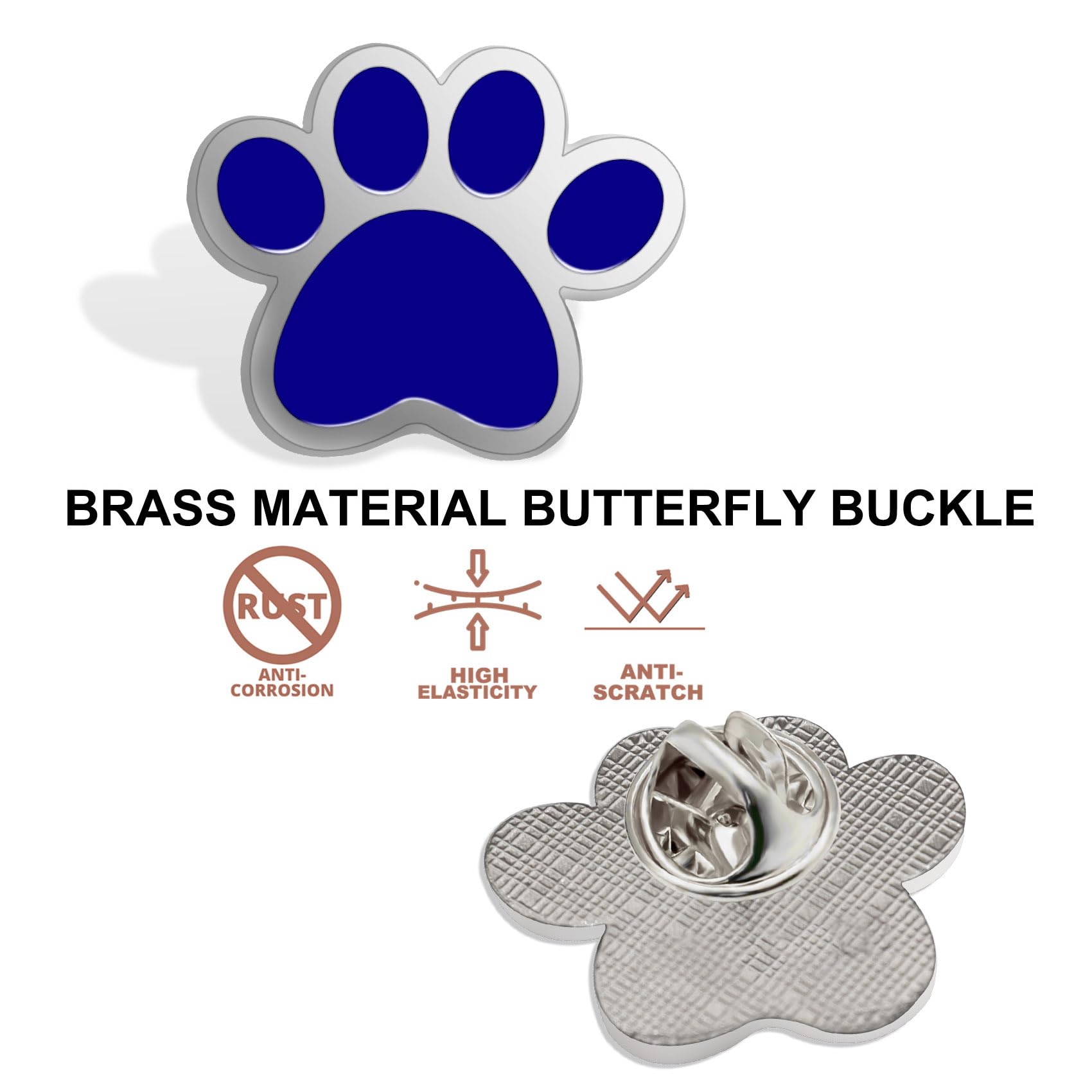 6/12/50/100 pines de solapa con diseño de pata azul de 1 pulgada, premios para estudiantes escolares, broche de mascota para ropa, bolsos, sombreros
