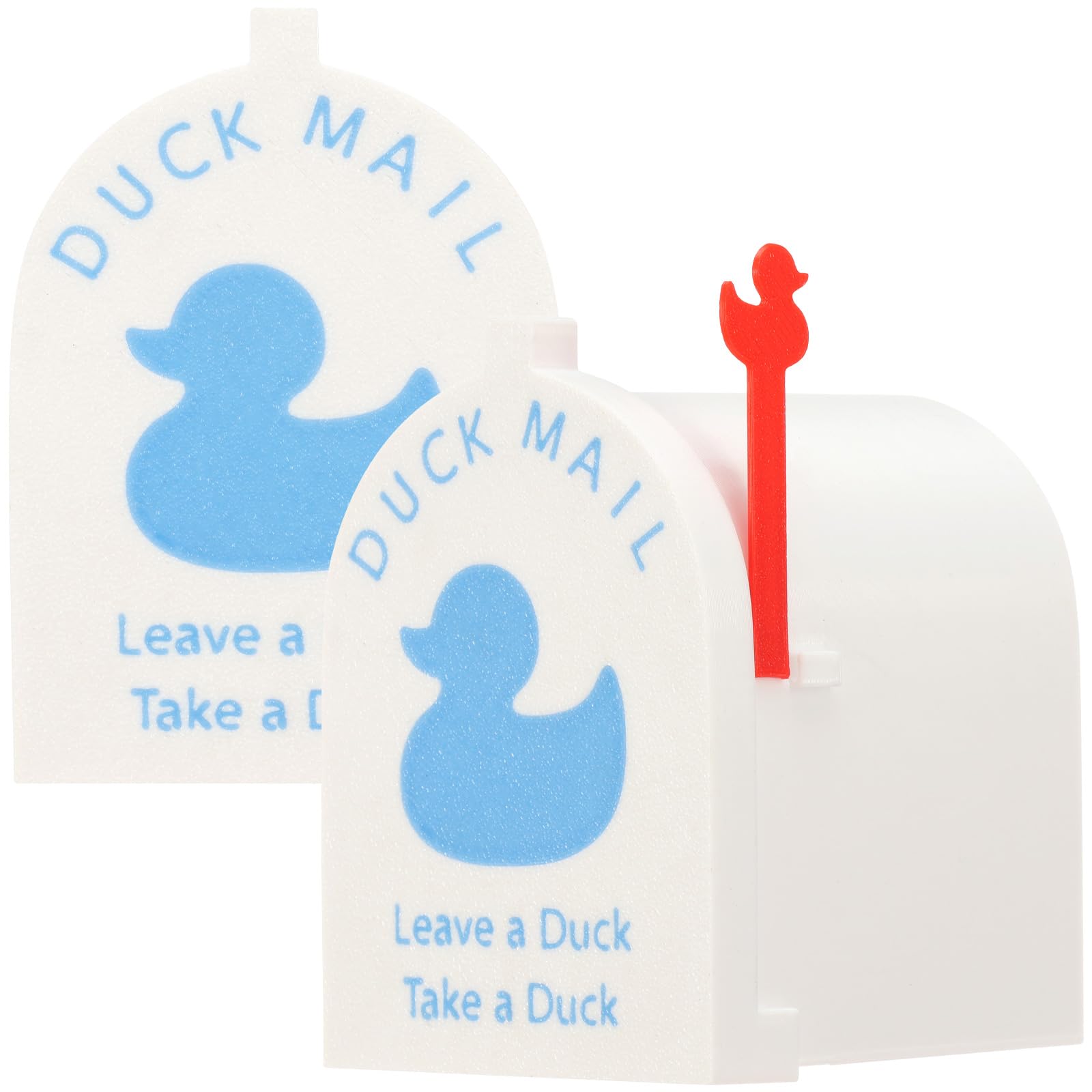 Bpyhebe White 2Pcs Magnetic Cruising Duck Mailbox, 3D Printed Wall Mounted Mini Mailbox With Moving Flag For Cruise Ship, Fridge Door Decor, Gift For Duck Lover(White)