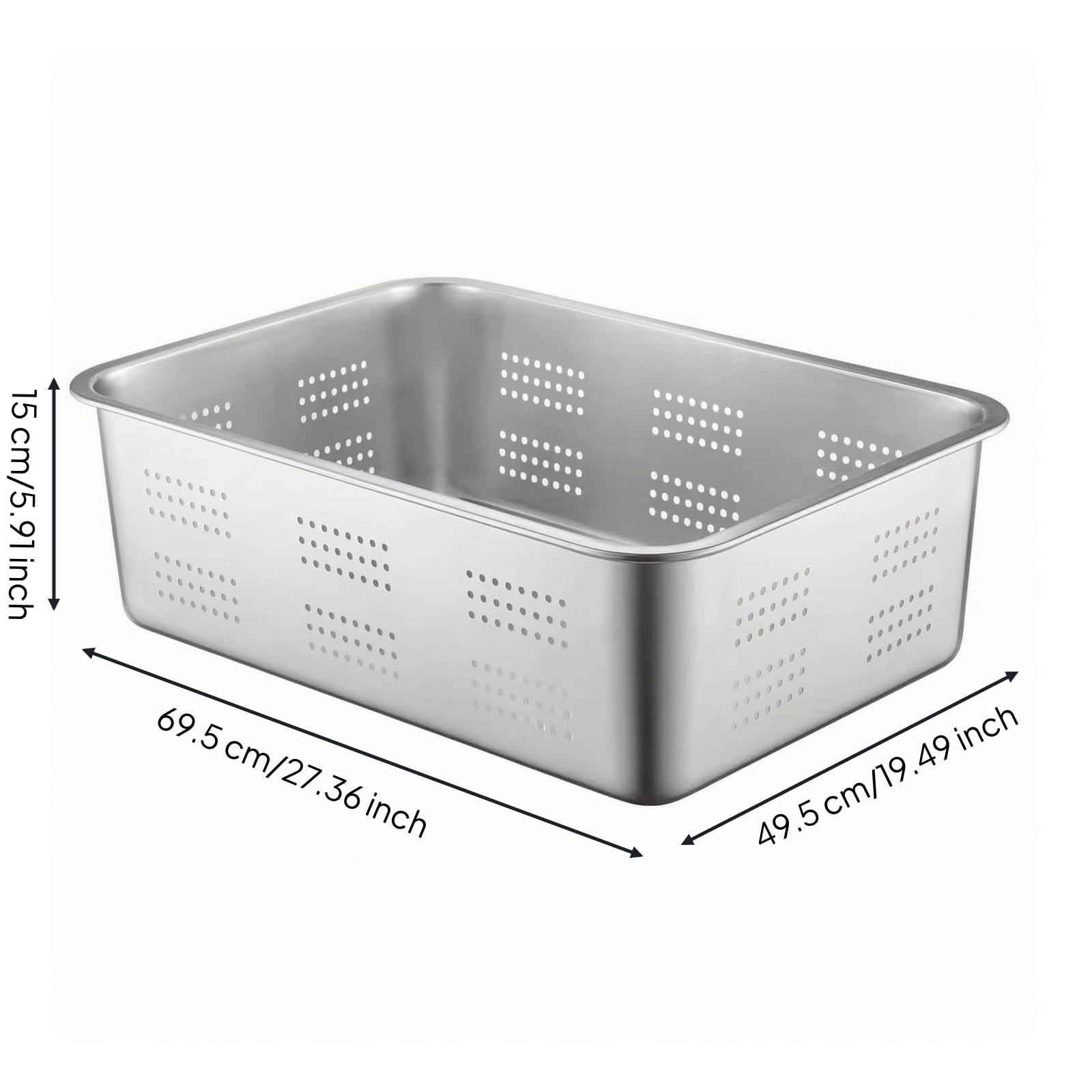 Amagogo Bandeja de Acero Inoxidable Rectangular con Borde Grueso y Fondo Reforzado Organizar y Alimentos Adecuada para Servicio de Mesa Desayunos Reuniones, 70x50x15cm