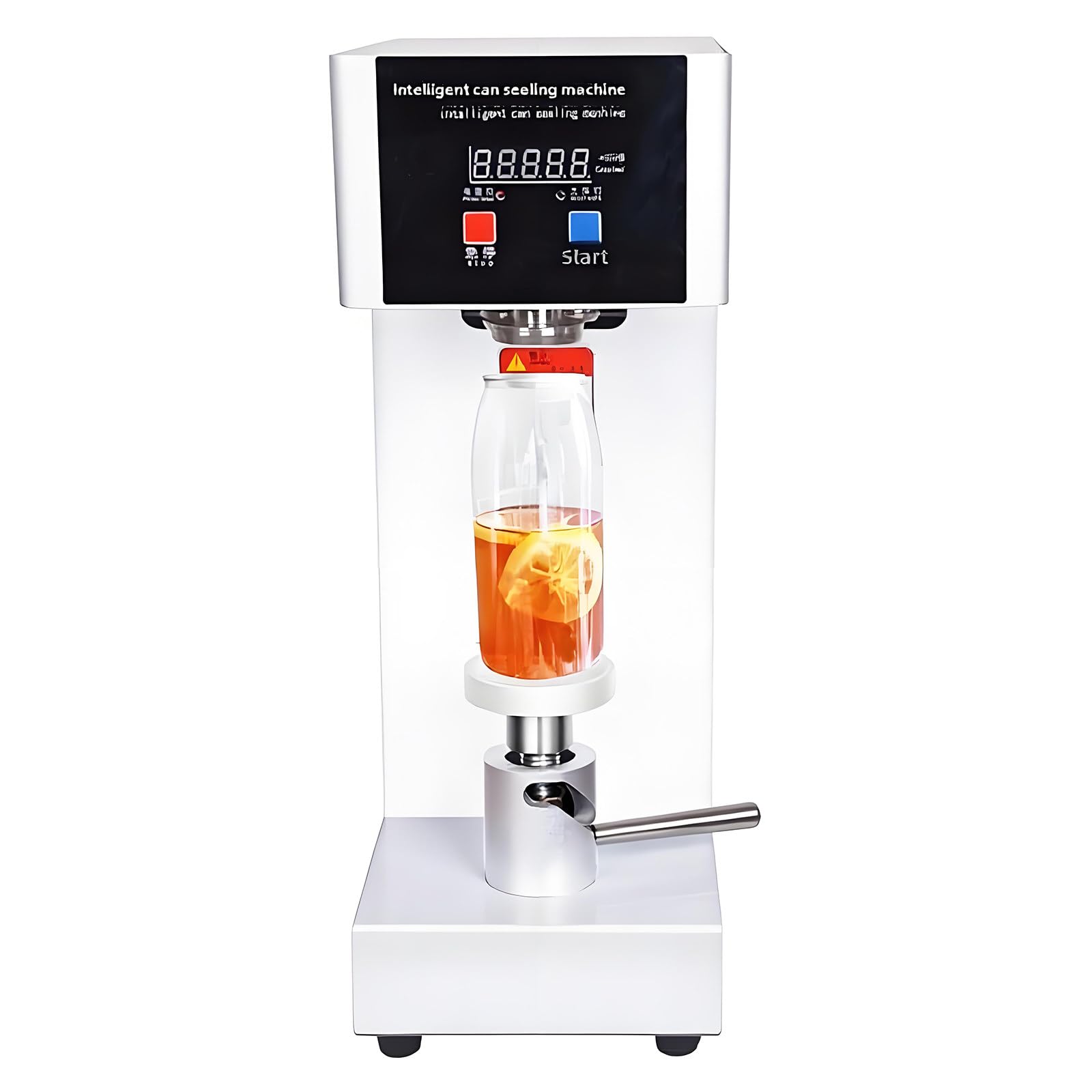 Huansebesity White Can Sealer Machine,Semi Auto Soda Can Seamer With Lcd Display & Counter,Height Adjustable Electric Tin Can Sealer,Fast 5S Sealing For Plastic Aluminium Cans,Commercial Bar Cafe Use