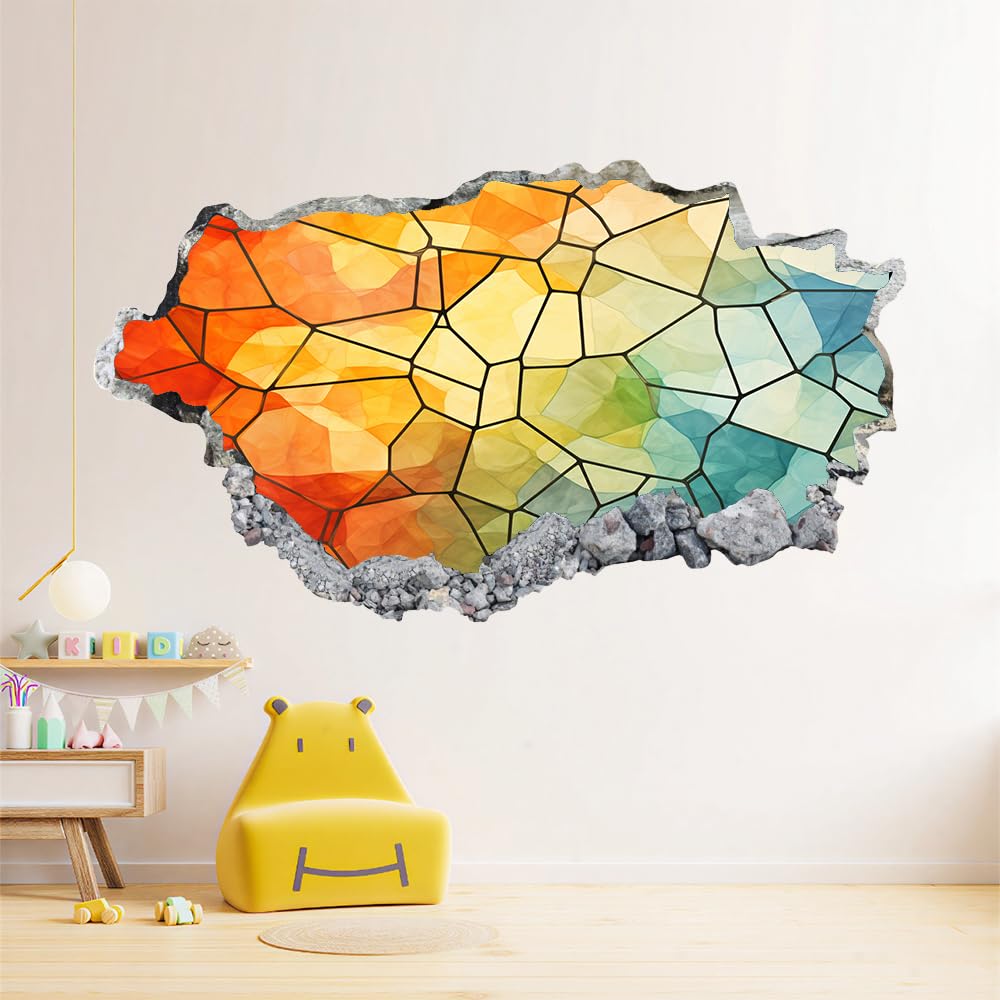 3D Wandtattoo Wanddurchbruch, Geometrie Durchbruch Wandaufkleber für Kinderzimmer, sticker für Wohnzimmer, Abstrakte Kunst Wandsticker, Wandbild Junge Mädchen Schlafzimmer