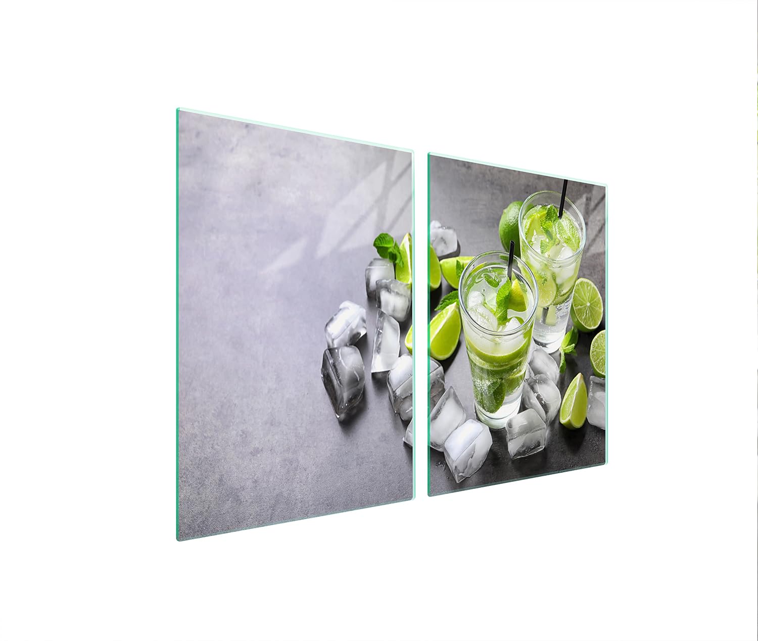 TMK ArtDeko Copri Piano Cottura In Vetro Temperato, 75x52 Cm, 2 Pezzi, Design Pepe, Protezione Anti Graffio E Tagliere
