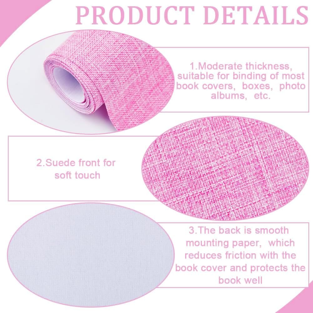 craspire 51 x 11.8 Pouce Lin Livre Tissu pour Reliure Tissu Surface Papier Soutenu Couverture de Livres Album Scrapbooking Archives Bricolage Couvrant Protecteur Toile de Reliure Fournitures Rouge