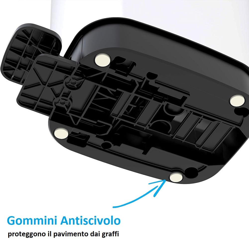 PALUPLUS Pattumiera da Cucina in Plastica Effetto Acciaio, Misura 27x41x45 cm, Capacità 35 Litri, Pedale per Apertura Automatica, Gommini Antiscivolo, Coperchio Anti Odori -329C