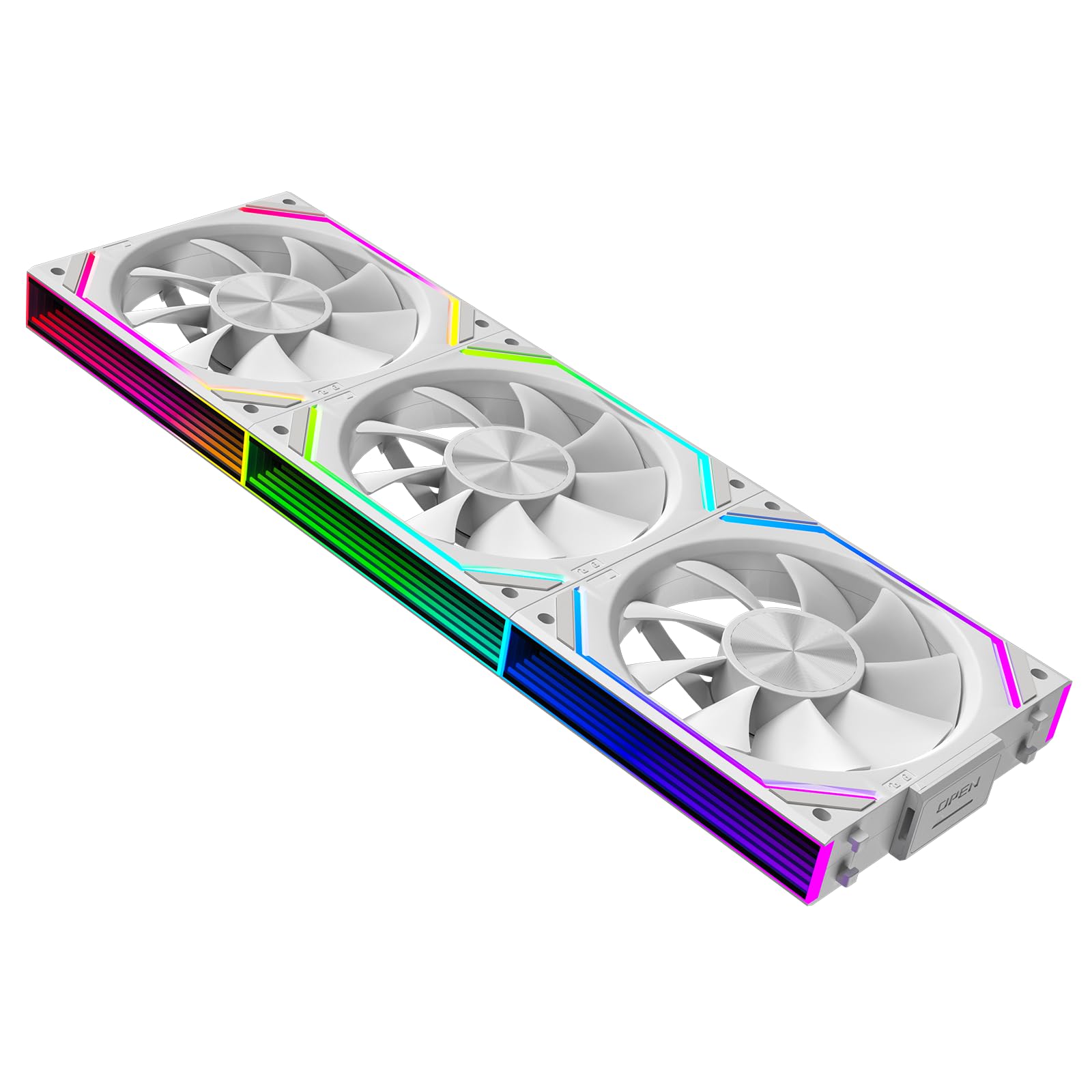 Jungle Leopard Ventilador de PC JM-V2 RS 120 Infinity Mirror Module Daisy Chain ARGB Ventilador de 120 mm, paquete triple adecuado para carcasa de computadora y enfriador AIO de 360 mm (blanco)