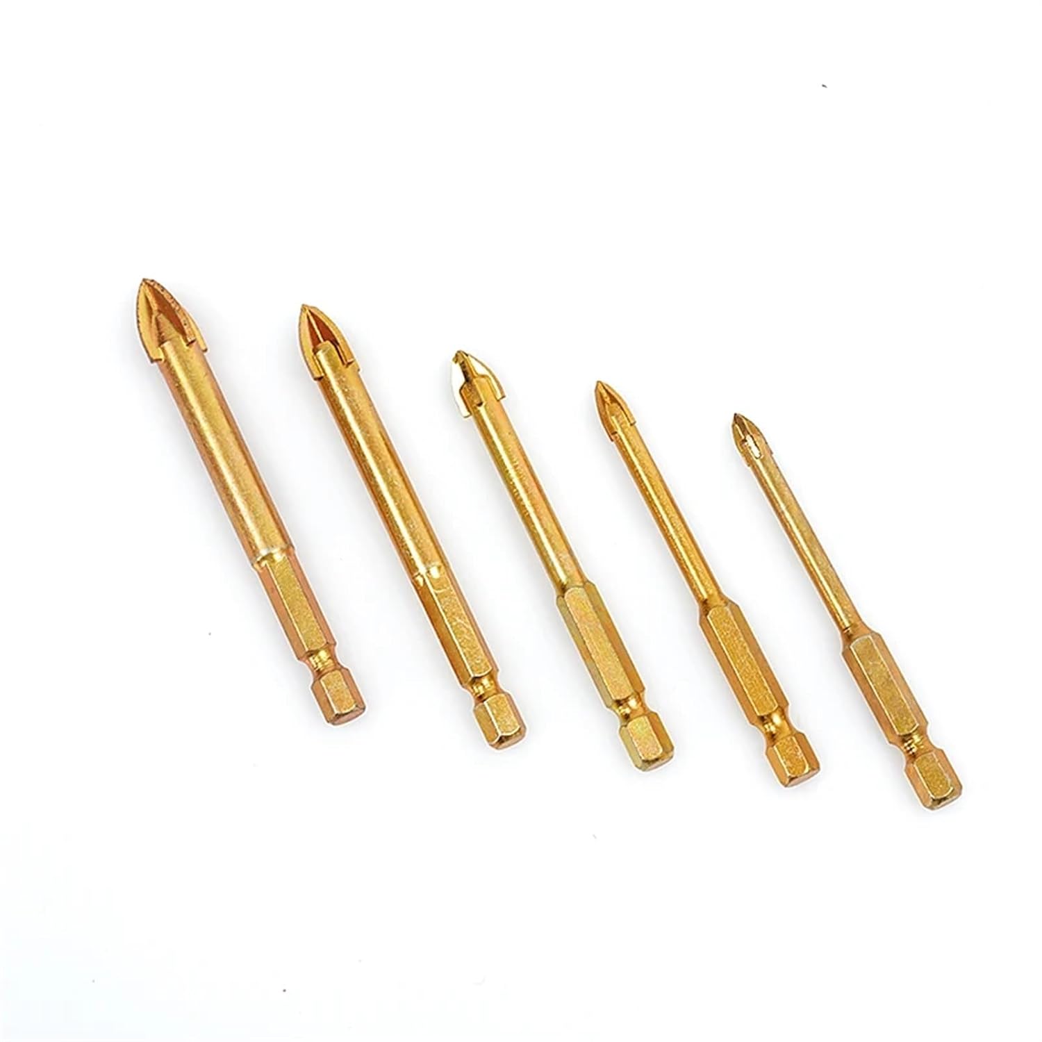 5PCS/Set Cross Hex Tile Bits Glass Ceramic Concrete Marble Granite Hole Opener Alloy Triangle Multifunctional Ultimate Drill Bit(5-6-8-10-12mm (5PCS))