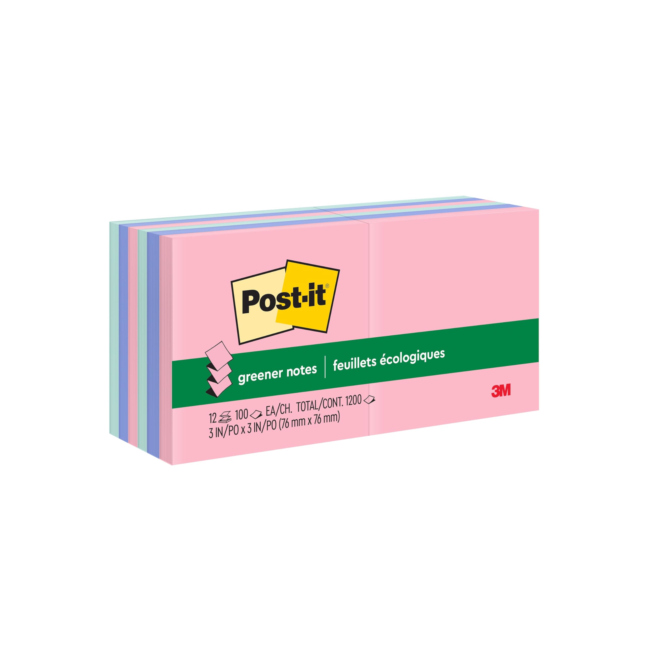 Post-it Mini-Notizen, 3,8 x 5,1 cm, 12 Blöcke, Amerikas #1 Lieblings-Haftnotizen, süße Streusel, Pastellfarben (rosa, blau, minzgrün, gelb), saubere Entfernung, recycelbar (653-AU)