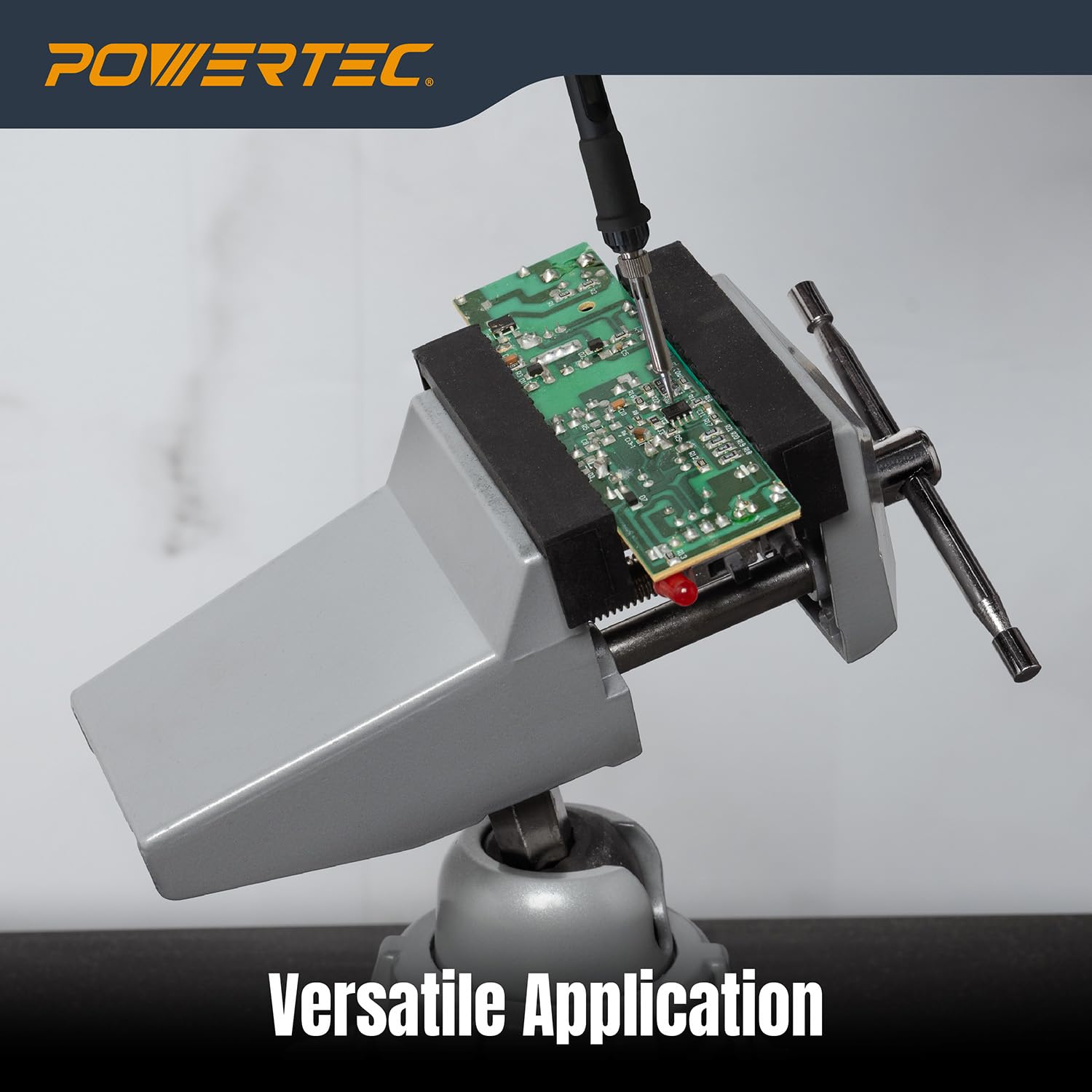 POWERTEC Morsa con base a vuoto, morsetto portatile a ventosa da tavolo con testa girevole a 360° per progetti fai da te, lavorazione del legno, modellismo, saldatura e artigianato (71016V)