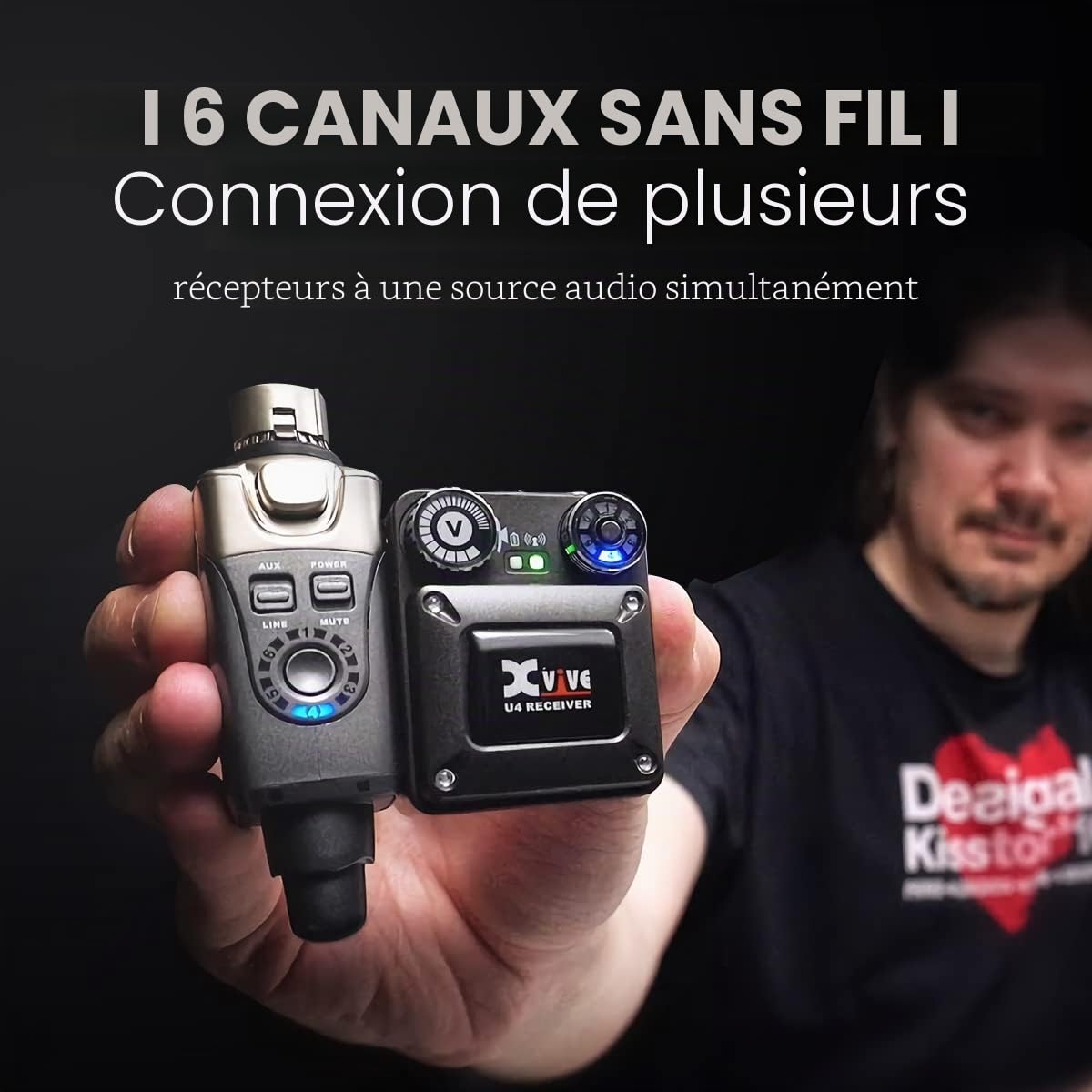 Xvive U4R2 Système sans Fil in-Ear Monitor Système IEM à 2 Récepteurs et 1 Transmetteur pour Les répétitions et Les Concerts de L'orchestre