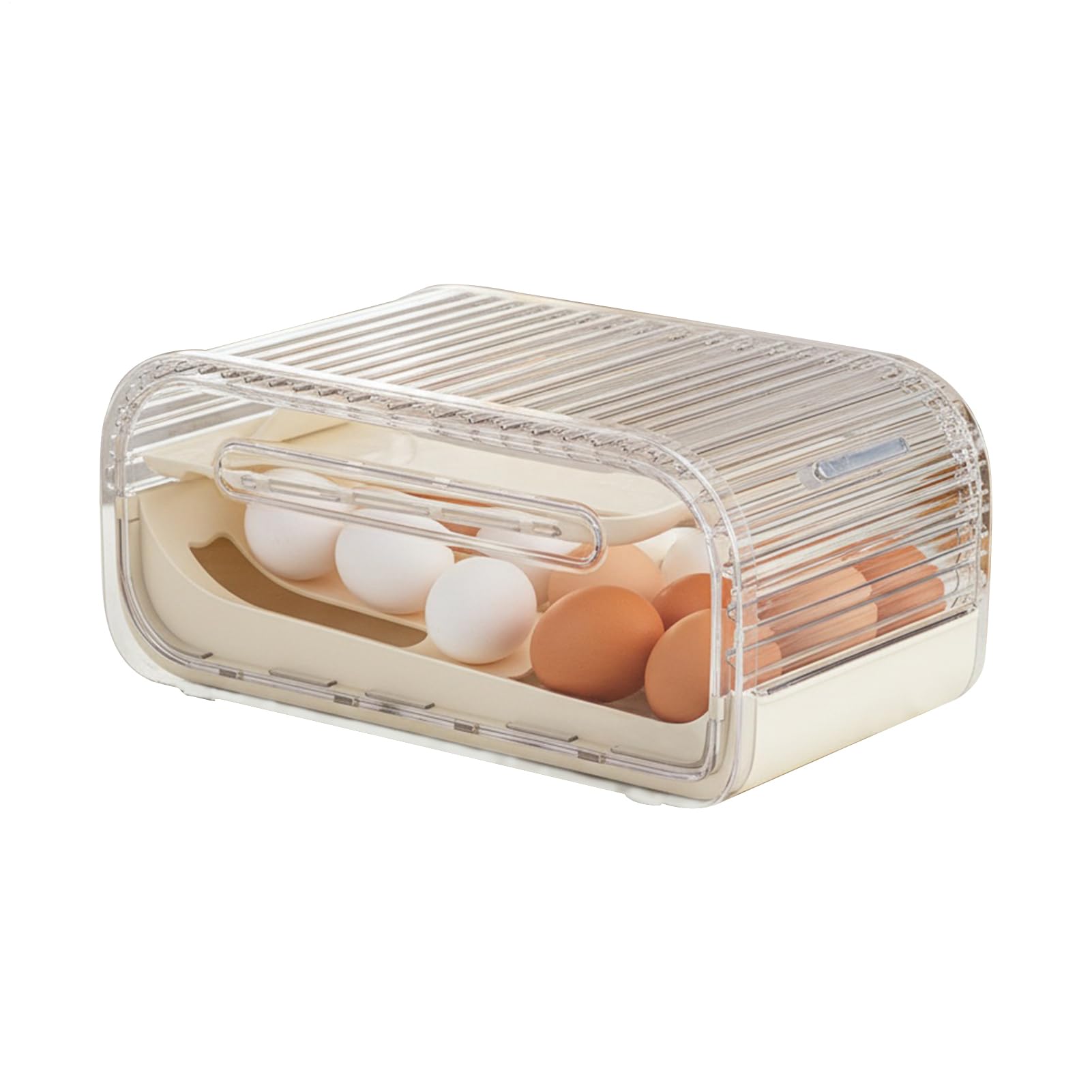 Organizador de Huevos para 2 Niveles Con Rodamiento Automático Y Tapa Con