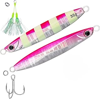 Vertical Jigging Saltwater Laser Lures,Jigs,Spoon Baits for Boat Fishing,with Assist Hook Ideal for Tuna,Grouper,Snapper,Salmon,Bass,Rockfish,Lingcod