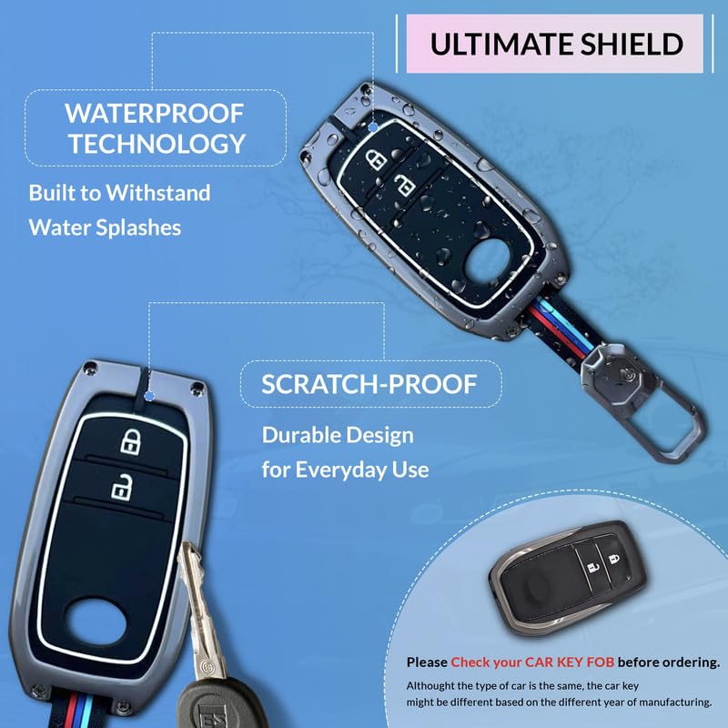 Image of NEODRIFT 'KeyShield' Car Key Cover for Toyota Fortuner (Shape 1, 02 Buttons) (Durable, Stylish, and 360 Protection)