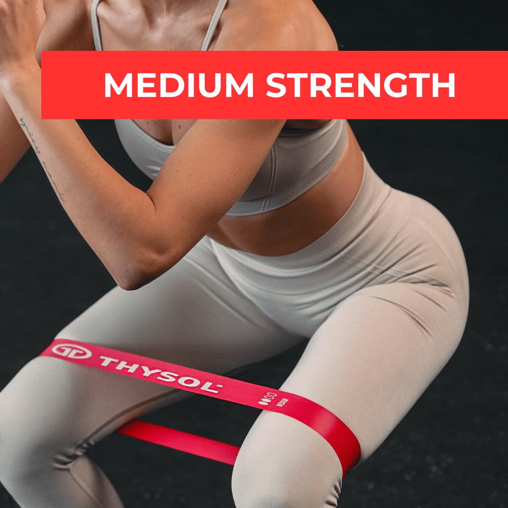THYSOL Mini Fasce di Resistenza | Set di 4 Mini Bande | Diversi Livelli di Resistenza | Bande di Allenamento per glutei | Pratiche e portatili